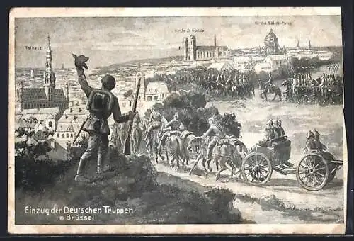 AK Brüssel, Einzug der deutschen Truppen