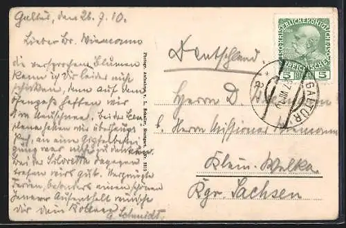 AK Galtür, Ortsansicht mit Ballunspitz u. Paznauntal