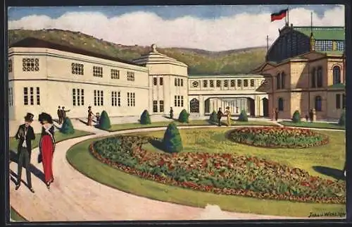 Künstler-AK Stuttgart, Ausstellung für Gesundheitspflege 1914, Das Verwaltungsgebäude