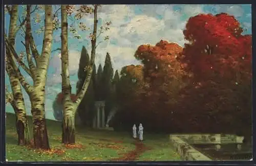 Künstler-AK Hermann Rüdisühli: Hain der Vestalinen, Priesterinnen beim Spaziergang