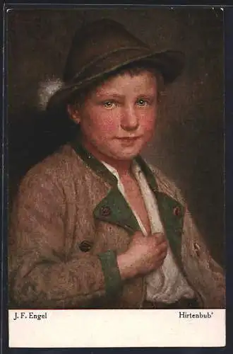 Künstler-AK sign. J. F. Engel: Hirtenjunge in Tracht