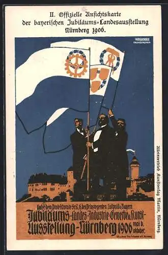 AK Nürnberg, Bayerische Jubiläums-Landes-Ausstellung 1906, Fahnenträger