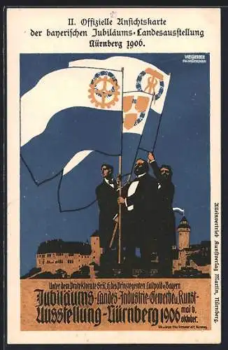 AK Nürnberg, Bayerische Jubiläums-Landes-Ausstellung 1906, Fahnenträger