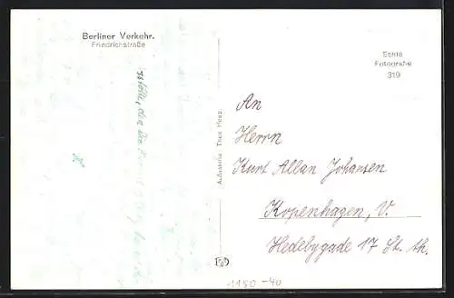 AK Berlin, Verkehr auf der Friedrichstrasse, Ecke Kronenstrasse