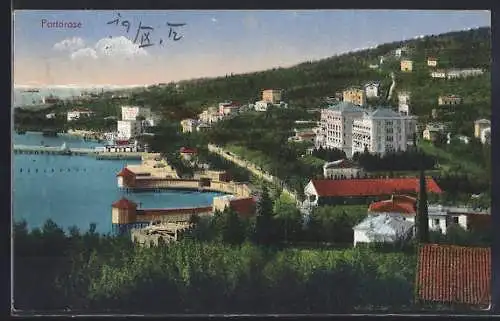 AK Portorose, Ortsansicht an der Küste