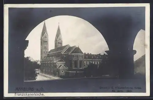 AK Marburg a. D., Blick auf die Franziskanerkirche