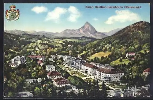 AK Rohitsch Sauerbrunn, Ortsansicht mit Blick ins Land