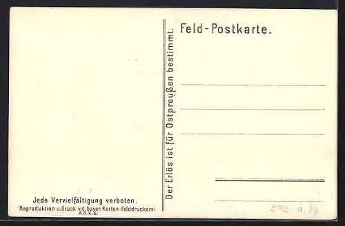 AK Paul von Hindenburg schiebt die Soldaten zusammen, zum 17.2.1915, Propaganda 1. Weltkrieg