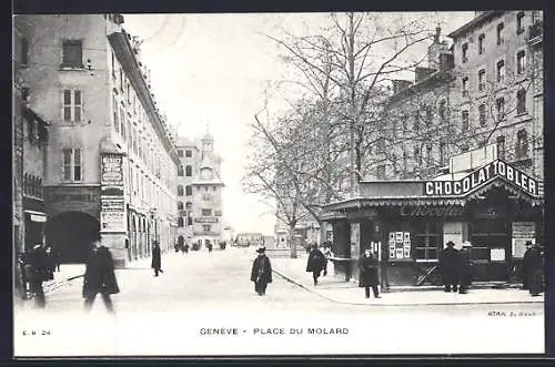 AK Geneve, Vue sur la Place du Molard