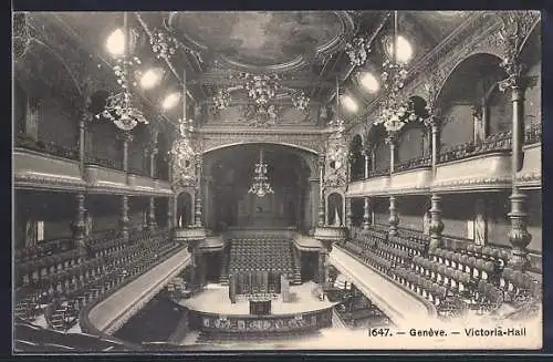 AK Genève, Victoria-Hall, Innenansicht