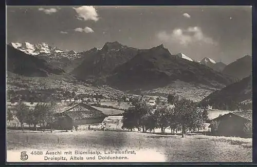 AK Aeschi, Blümlisalp, Latreienfirst, Dreispitz, Altels und Doldenhorn