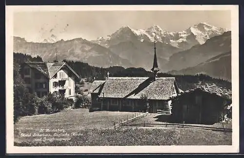 AK St. Beatenberg, Hotel Silberhorn, Englische Kirche & Jungfraugruppe
