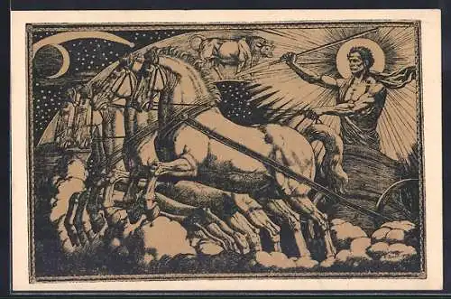 AK Fr. Boehle: Sonnengott, Quadriga