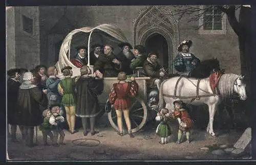 Künstler-AK Wittenberg, Luthers Abreise zum Reichstag in Worms 1521