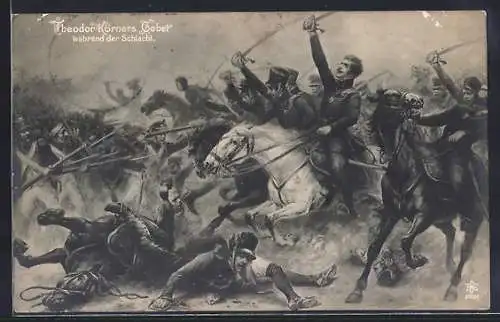 AK Theodor Körners Gebet vor der Schlacht, Befreiungskriege