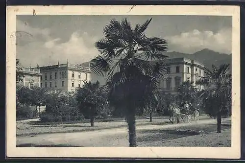 AK Locarno, Viale delle Palme, Pferdekutsche