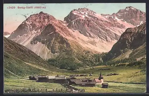 AK Sertig-Dörfli, Ortspartie im Gebirge