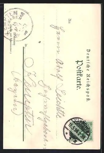 Lithographie Hannover, Blick auf die Marktkirche und Rathaus