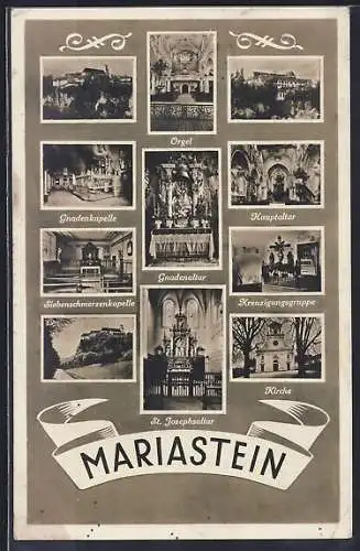 AK Mariastein, Siebenschmerzenkapelle, Gnadenkapelle, Kiirche und Orgel