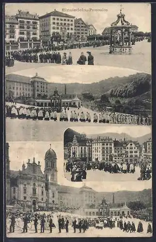 AK Einsiedeln, Regligiöse Prozession durch die Ortschaft