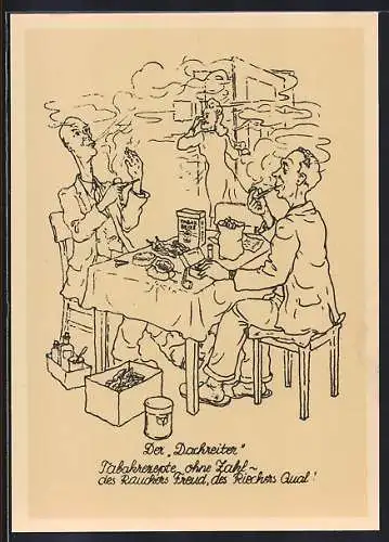 AK Männer testen Tabakrezepte, Kriegsnot, BRD