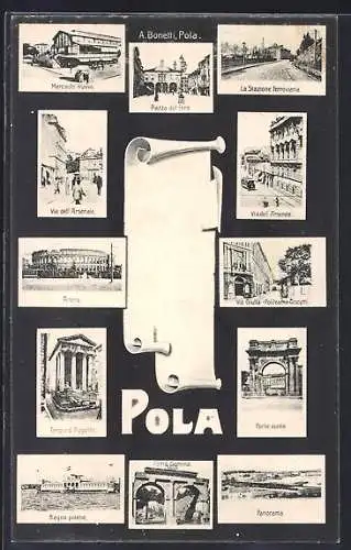 AK Pola, Mercado nuovo, Piazza del Foro, Arena, Bagno polese, Porta aurea, Via dell`Arsenale