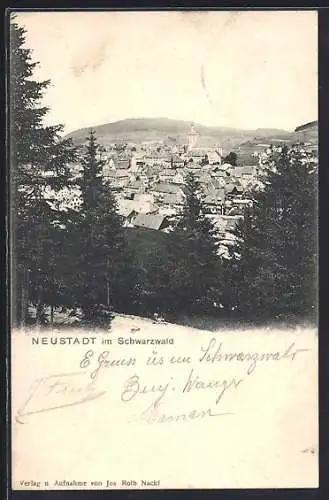 AK Neustadt im Schwarzwald, Ortsansicht vom Berg aus