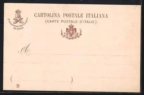 Lithographie 3° Reggimento Artiglieria da Costa, italienisches Artillerie-Regiment
