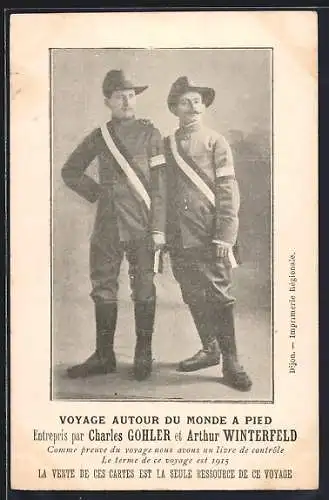 AK Voyage autour du Monde a Pied, Entrepris par Charles Gohler et Arthur Winterfeld