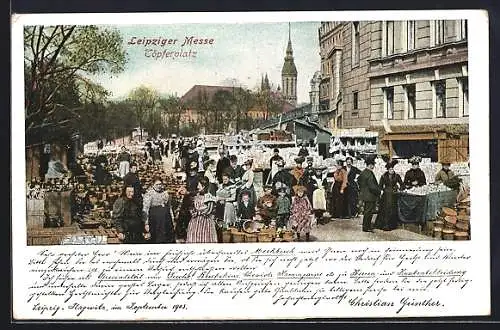 AK Leipzig, Töpferplatz während der Leipziger Messe