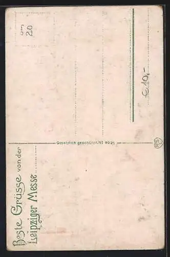 AK Leipzig, Der Messonkel beim turteln mit den Messnichten und beim Abschied, Leipziger Messe