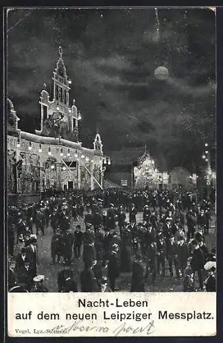 AK Leipzig, Nachtleben auf dem Neuen Messplatz, Leipziger Messe