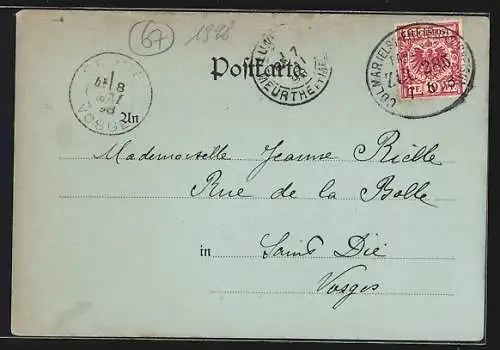 Mondschein-AK Altbreisach, Flusspartie mit Booten