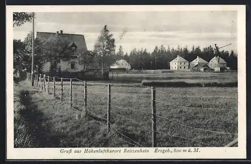 AK Reitzenhain /Erzgeb., Ortspartie am Waldrand