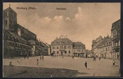 AK Homburg /Pfalz, Marktplatz mit Geschäften