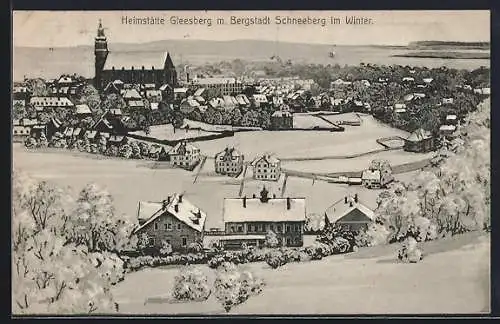 AK Schneeberg / Oberschlema, Heimstätte Gleesberg im Winter