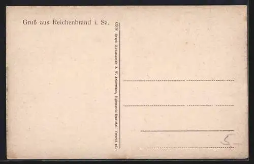 AK Reichenbrand, Kirche, Gasthof, Materialwaren-, Papier- & Schreibwarenhandlung Malz