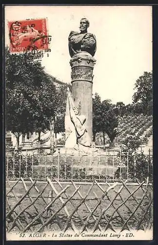 AK Alger, La Statue du Commandant Lamy