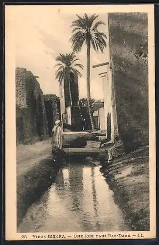 AK Vieux Biskra, Une Rue dans Bab-Darb, Strassenpartie