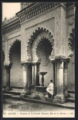AK Alger, Fontaine de la Grande Mosquée, Rue de la Marine