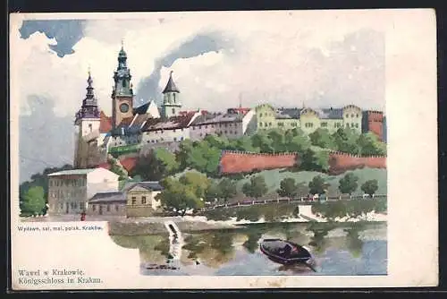 Künstler-AK Krakau-Krakow, Wawael w Krakowie, Königsschloss