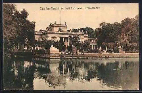 AK Warschau-Warszawa, Das berühmte Schloss Lazienki, Seeansicht