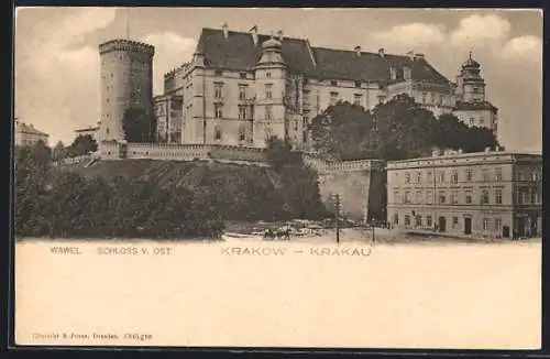 AK Krakau, Wawel-Schloss von Osten