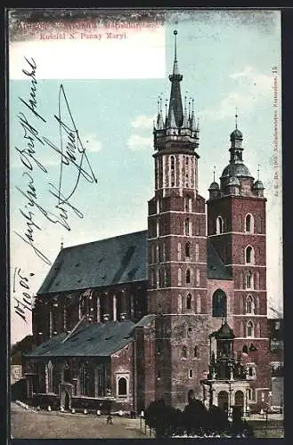 AK Krakau-Krakow, Ansicht der Marienkirche