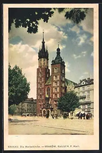 AK Krakau-Krakow, Strassenpartie an der Marienkirche