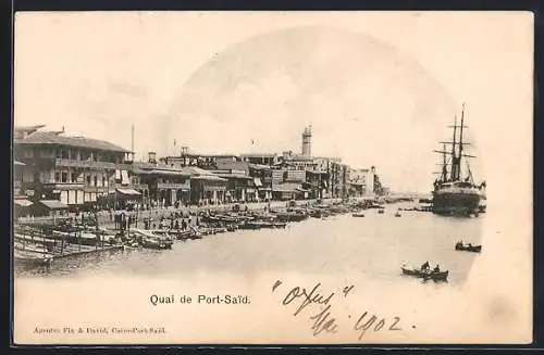 AK Port Said, Le Quai, Blick auf den Hafen