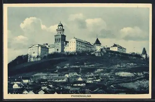 AK Pannonhalma, Teilansicht mit der Abtei