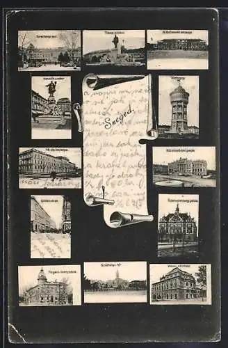 AK Szeged, Viztorony, Varosi szinhaz, Szechenyi-ter