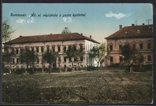 AK Dombovár, All. el. nepiskola a posta epülettel