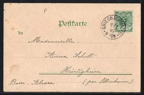 Lithographie Oberkirch / Renchtal, Ortsansicht, Bad Griesbach, Oppenau, Bad Petersthal